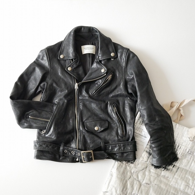 beautiful peopole　shrink leather riders jacket レザージャケット 1